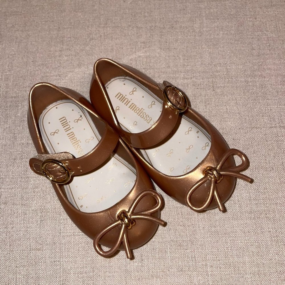 Mini Melissa Gold Toddler Shoes Size 5